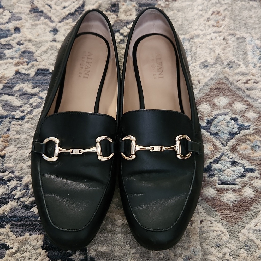 alfani step flex gayle black leather loafers - Picture 2 of 11